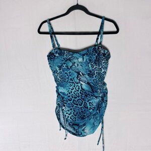 5/$25 Christina Blue Animal Print Tankini Bikini Top Swim Top 12